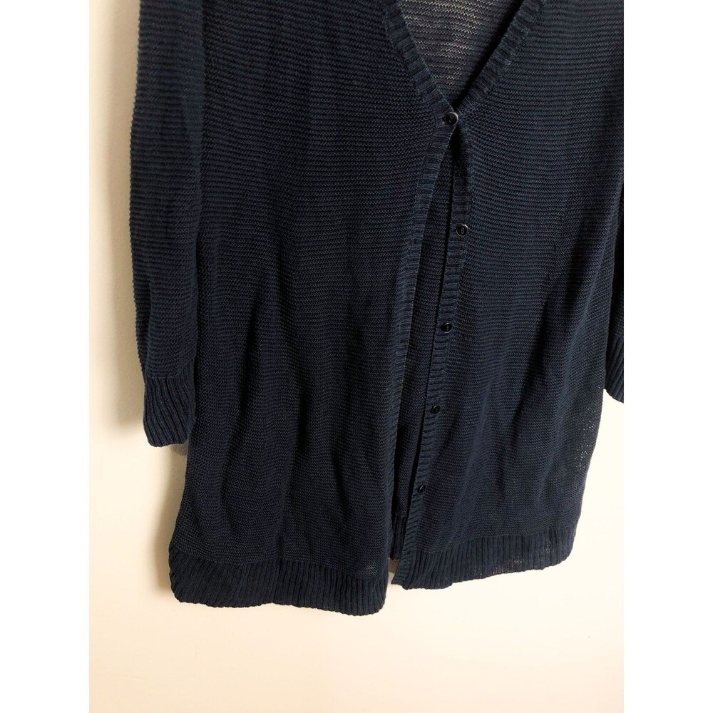 Eileen Fisher 100% Linen Button Front Long Cardigan Blue Womens large - Picture 3 of 7